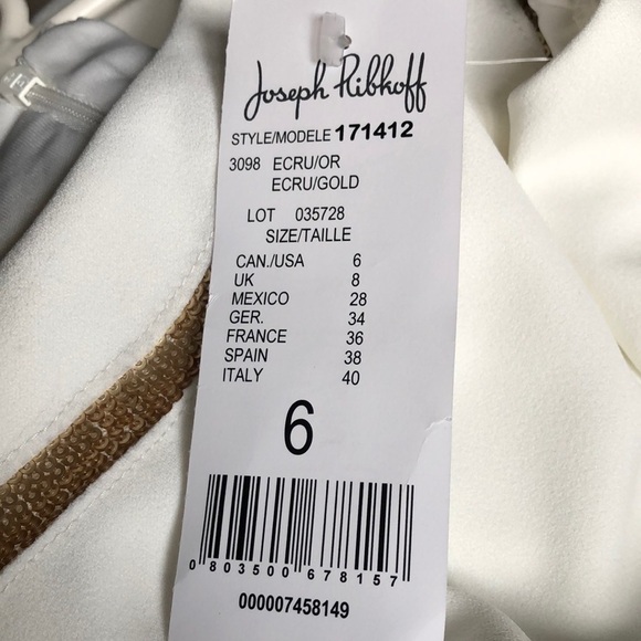 Joseph Ribkoff Ecru Gold Sequined Dress 6 - Picture 5 of 15